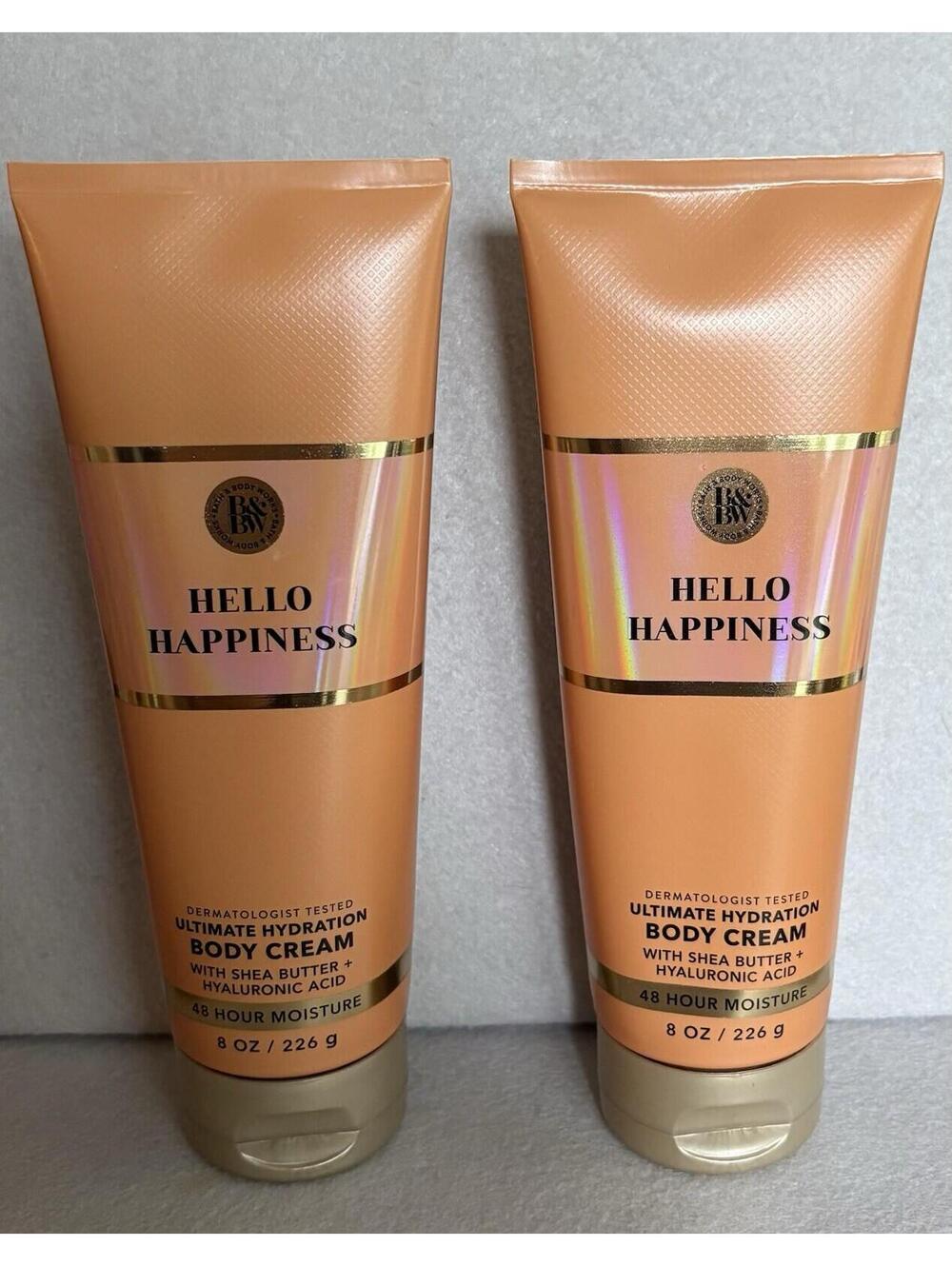 Lot of 2 Bath & Body Works HELLO HAPPINESS Ultimate Body Cream Set